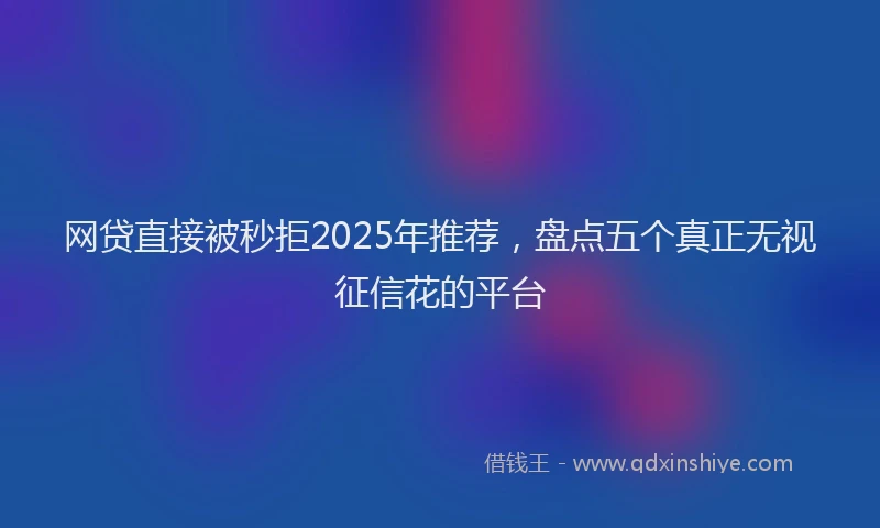 网贷直接被秒拒2025年推荐，盘点五个真正无视征信花的平台