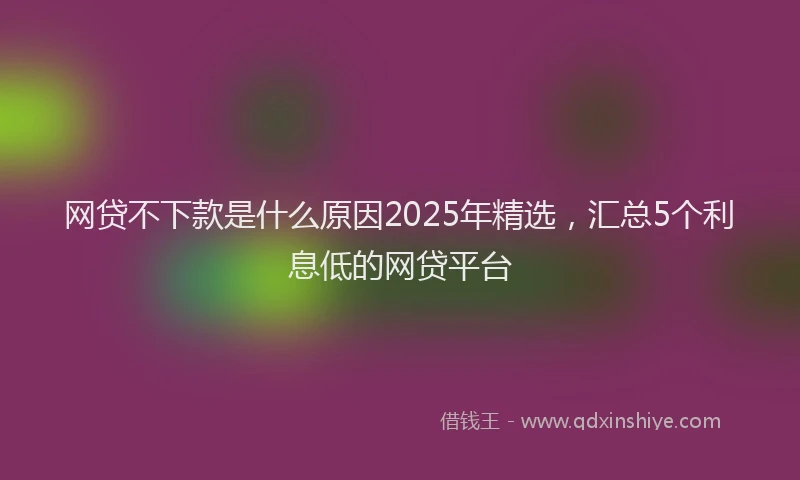 网贷不下款是什么原因2025年精选，汇总5个利息低的网贷平台