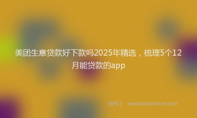 美团生意贷款好下款吗2025年精选，梳理5个12月能贷款的app
