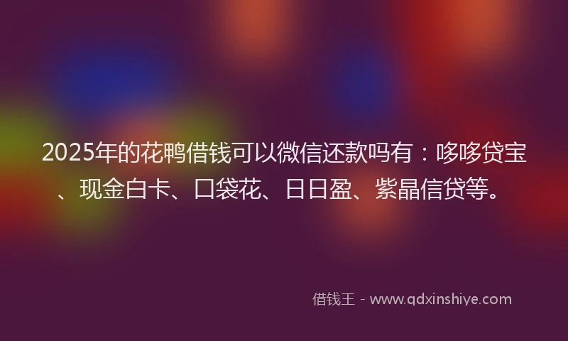 2025年的花鸭借钱可以微信还款吗有：哆哆贷宝、现金白卡、口袋花、日日盈、紫晶信贷等。