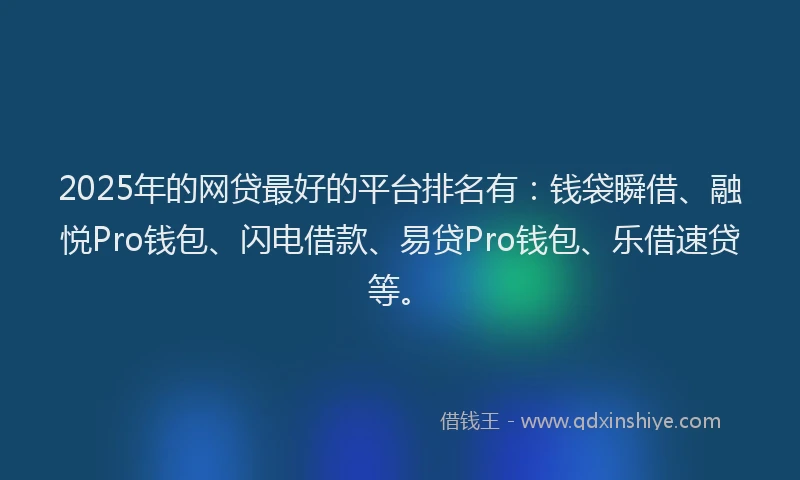 2025年的网贷最好的平台排名有：钱袋瞬借、融悦Pro钱包、闪电借款、易贷Pro钱包、乐借速贷等。