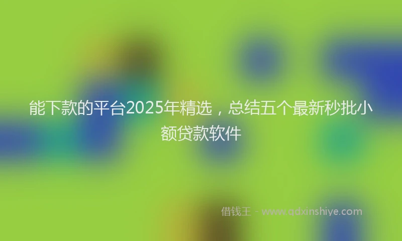 能下款的平台2025年精选，总结五个最新秒批小额贷款软件
