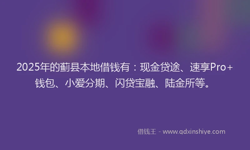 2025年的蓟县本地借钱有：现金贷途、速享Pro+钱包、小爱分期、闪贷宝融、陆金所等。