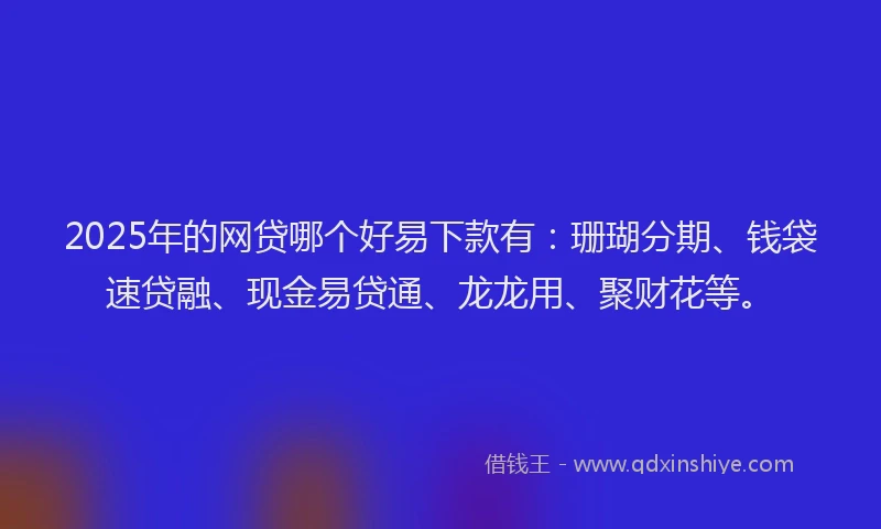 2025年的网贷哪个好易下款有：珊瑚分期、钱袋速贷融、现金易贷通、龙龙用、聚财花等。