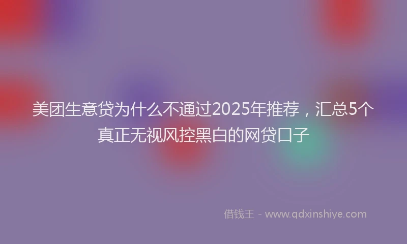 美团生意贷为什么不通过2025年推荐，汇总5个真正无视风控黑白的网贷口子