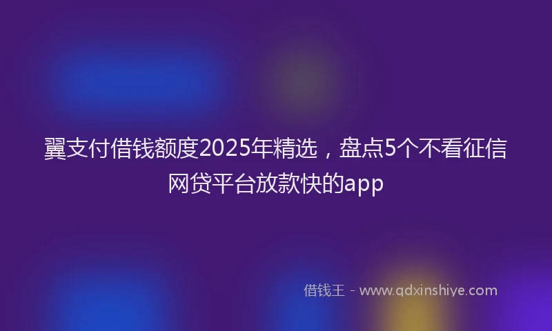 翼支付借钱额度2025年精选，盘点5个不看征信网贷平台放款快的app
