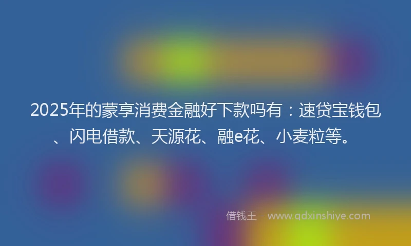 2025年的蒙享消费金融好下款吗有：速贷宝钱包、闪电借款、天源花、融e花、小麦粒等。