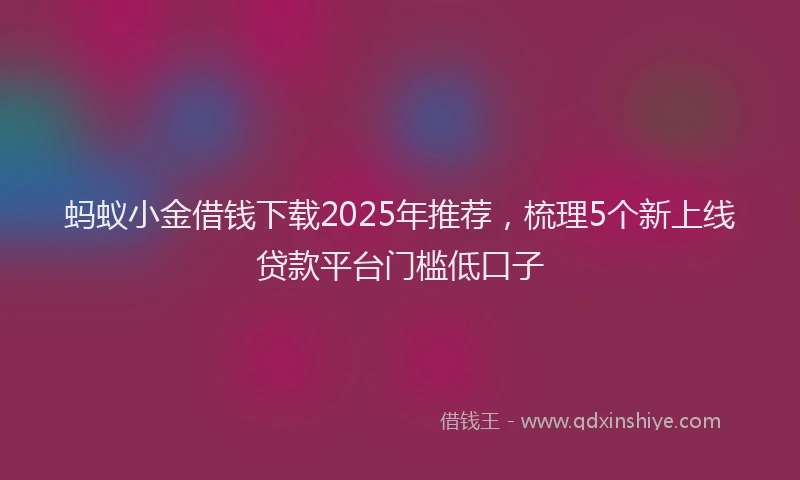 蚂蚁小金借钱下载2025年推荐，梳理5个新上线贷款平台门槛低口子