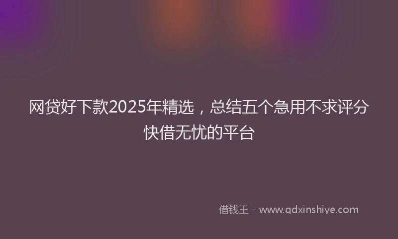 网贷好下款2025年精选，总结五个急用不求评分快借无忧的平台