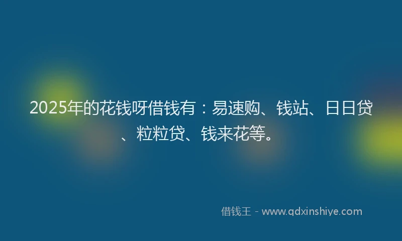 2025年的花钱呀借钱有：易速购、钱站、日日贷、粒粒贷、钱来花等。