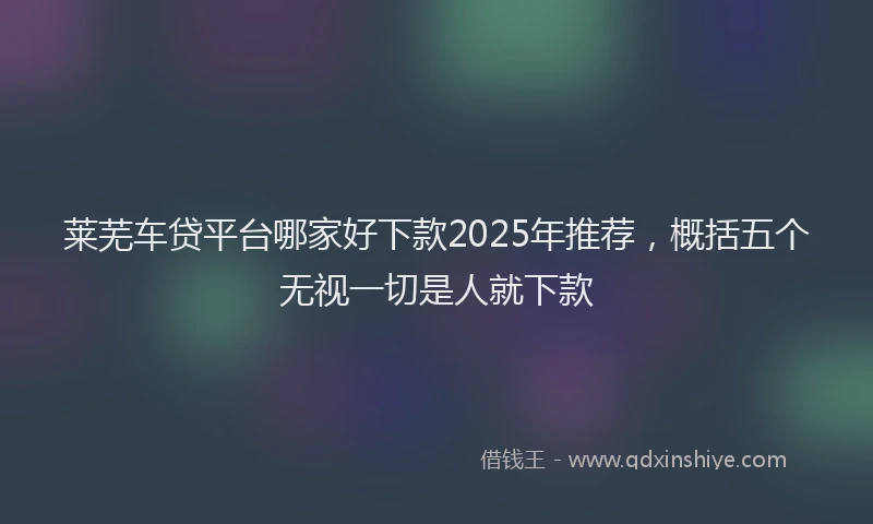 莱芜车贷平台哪家好下款2025年推荐，概括五个无视一切是人就下款