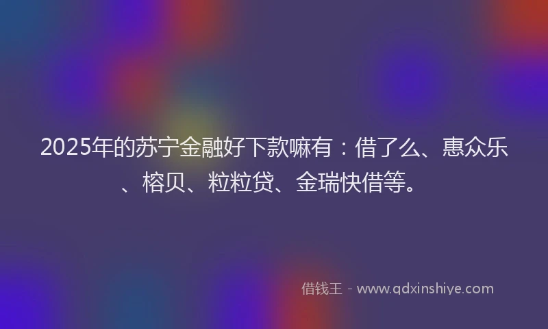 2025年的苏宁金融好下款嘛有：借了么、惠众乐、榕贝、粒粒贷、金瑞快借等。