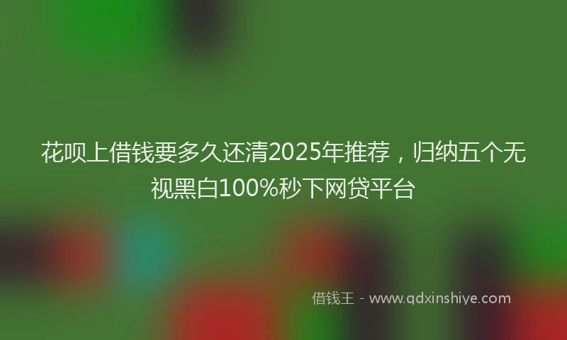 花呗上借钱要多久还清2025年推荐，归纳五个无视黑白100%秒下网贷平台