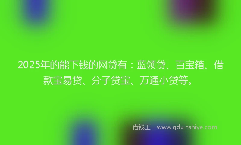 2025年的能下钱的网贷有：蓝领贷、百宝箱、借款宝易贷、分子贷宝、万通小贷等。
