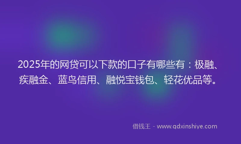 2025年的网贷可以下款的口子有哪些有：极融、疾融金、蓝鸟信用、融悦宝钱包、轻花优品等。