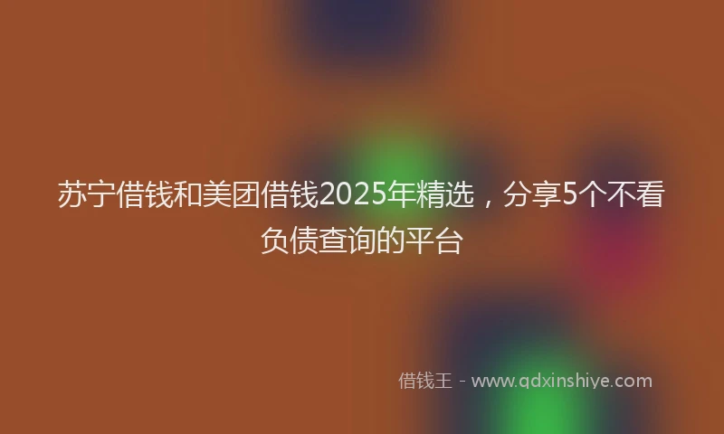 苏宁借钱和美团借钱2025年精选，分享5个不看负债查询的平台