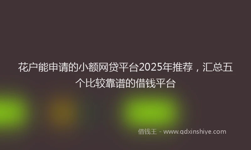 花户能申请的小额网贷平台2025年推荐，汇总五个比较靠谱的借钱平台
