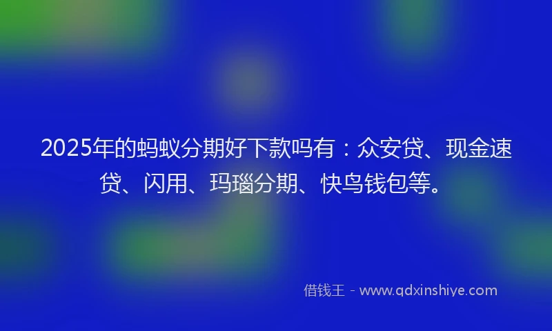 2025年的蚂蚁分期好下款吗有：众安贷、现金速贷、闪用、玛瑙分期、快鸟钱包等。