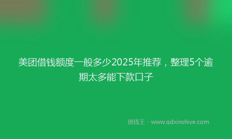 美团借钱额度一般多少2025年推荐，整理5个逾期太多能下款口子