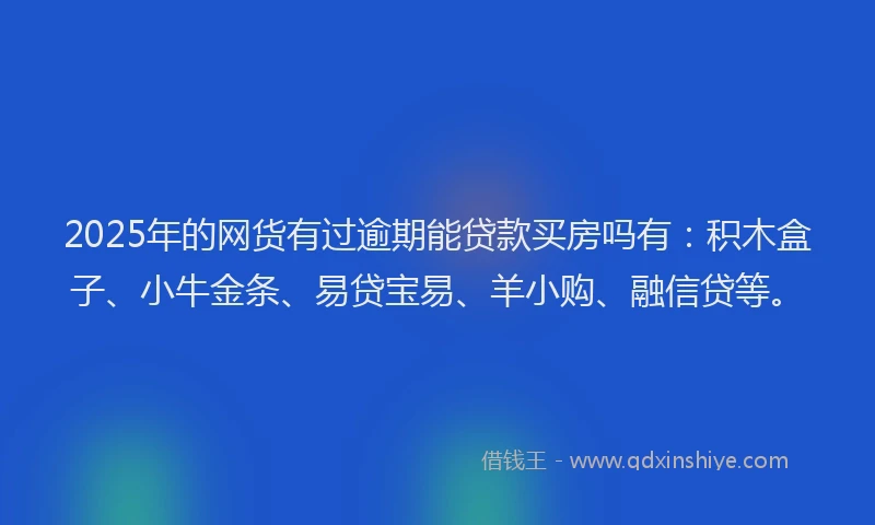 2025年的网货有过逾期能贷款买房吗有：积木盒子、小牛金条、易贷宝易、羊小购、融信贷等。