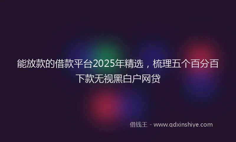能放款的借款平台2025年精选，梳理五个百分百下款无视黑白户网贷