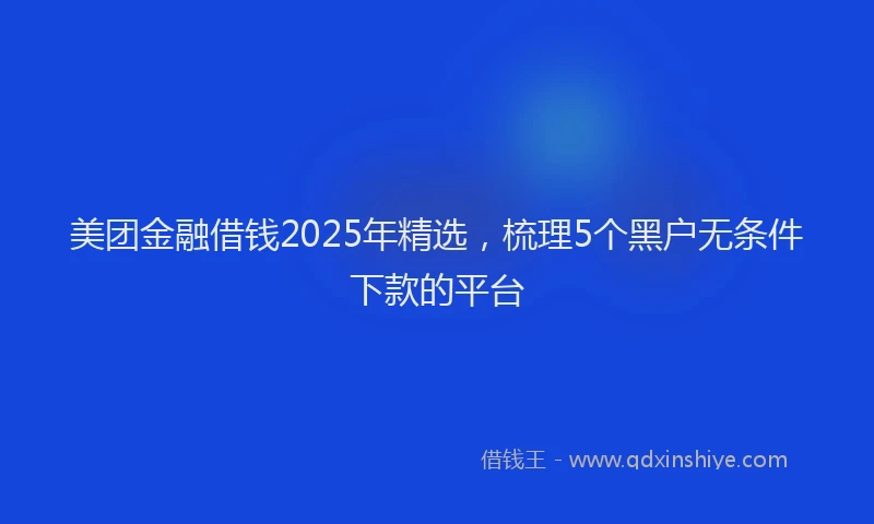美团金融借钱2025年精选，梳理5个黑户无条件下款的平台