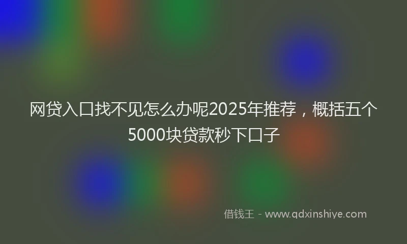 网贷入口找不见怎么办呢2025年推荐，概括五个5000块贷款秒下口子