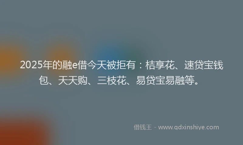 2025年的融e借今天被拒有：桔享花、速贷宝钱包、天天购、三枝花、易贷宝易融等。