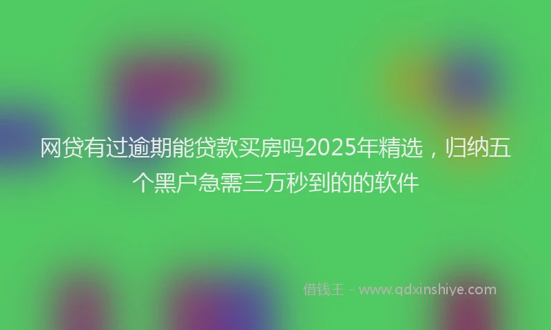 网贷有过逾期能贷款买房吗2025年精选，归纳五个黑户急需三万秒到的的软件