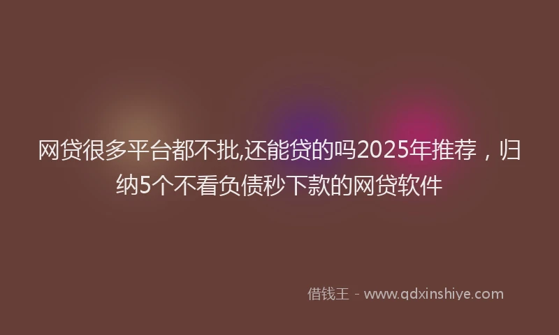 网贷很多平台都不批,还能贷的吗2025年推荐，归纳5个不看负债秒下款的网贷软件