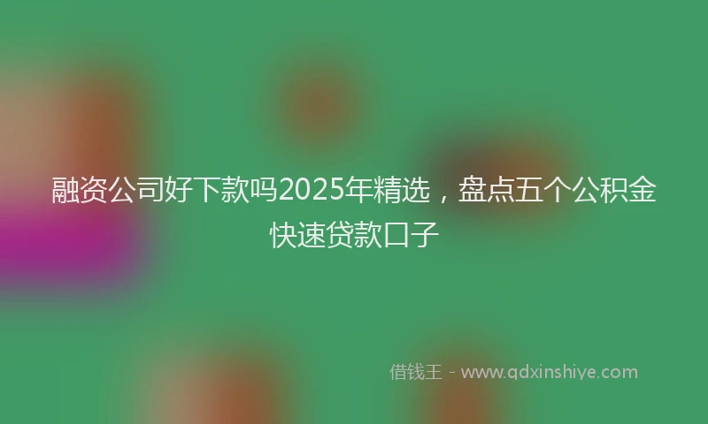 融资公司好下款吗2025年精选，盘点五个公积金快速贷款口子