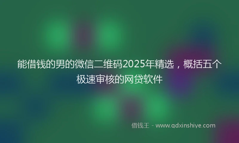 能借钱的男的微信二维码2025年精选，概括五个极速审核的网贷软件
