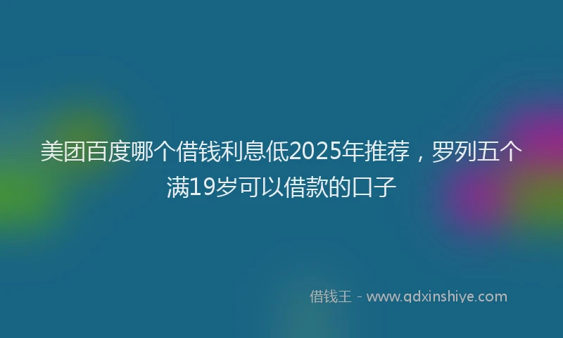 美团百度哪个借钱利息低2025年推荐，罗列五个满19岁可以借款的口子