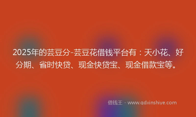 2025年的芸豆分-芸豆花借钱平台有：天小花、好分期、省时快贷、现金快贷宝、现金借款宝等。