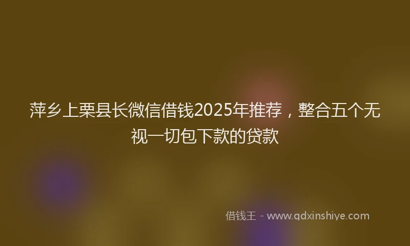 萍乡上栗县长微信借钱2025年推荐，整合五个无视一切包下款的贷款