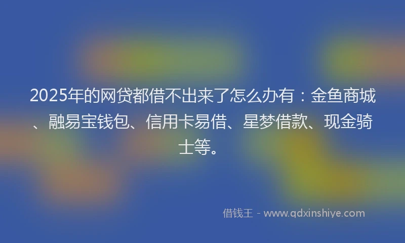 2025年的网贷都借不出来了怎么办有：金鱼商城、融易宝钱包、信用卡易借、星梦借款、现金骑士等。