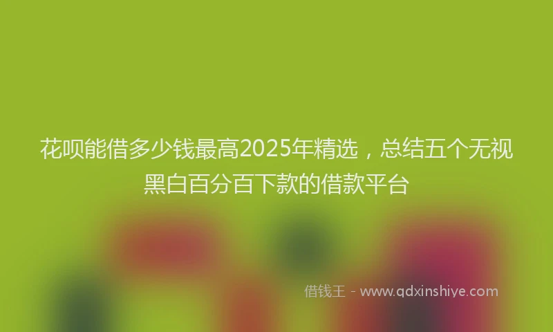 花呗能借多少钱最高2025年精选，总结五个无视黑白百分百下款的借款平台