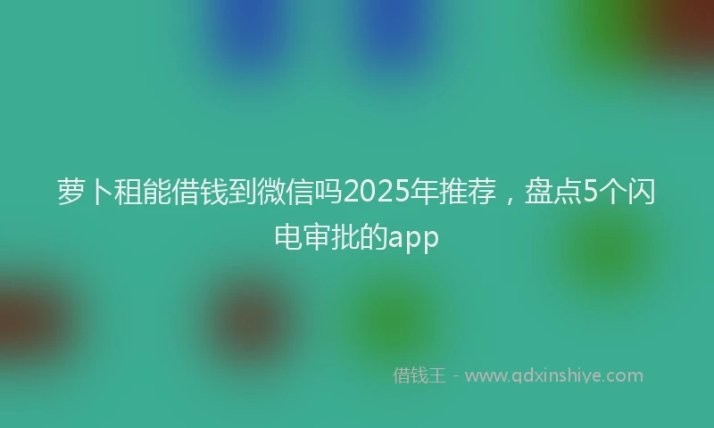 萝卜租能借钱到微信吗2025年推荐，盘点5个闪电审批的app
