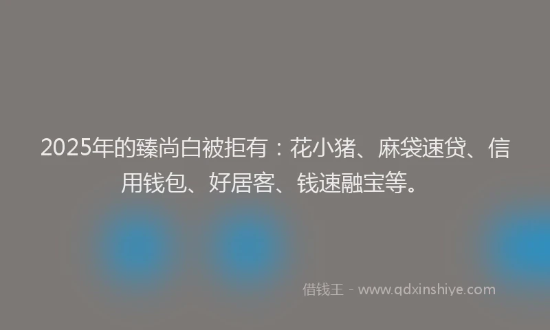 2025年的臻尚白被拒有：花小猪、麻袋速贷、信用钱包、好居客、钱速融宝等。