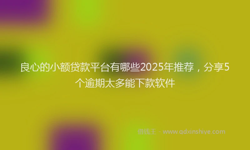 良心的小额贷款平台有哪些2025年推荐，分享5个逾期太多能下款软件