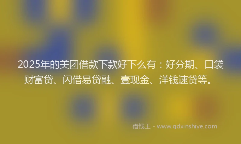 2025年的美团借款下款好下么有：好分期、口袋财富贷、闪借易贷融、壹现金、洋钱速贷等。