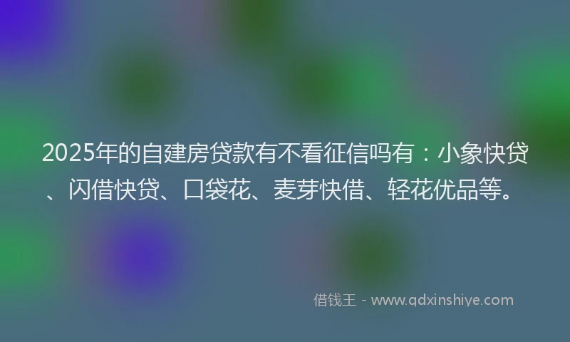 2025年的自建房贷款有不看征信吗有：小象快贷、闪借快贷、口袋花、麦芽快借、轻花优品等。