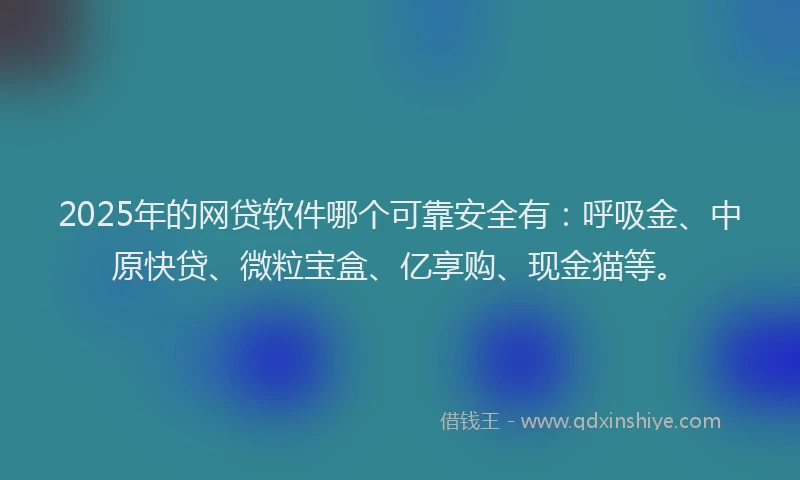 2025年的网贷软件哪个可靠安全有：呼吸金、中原快贷、微粒宝盒、亿享购、现金猫等。