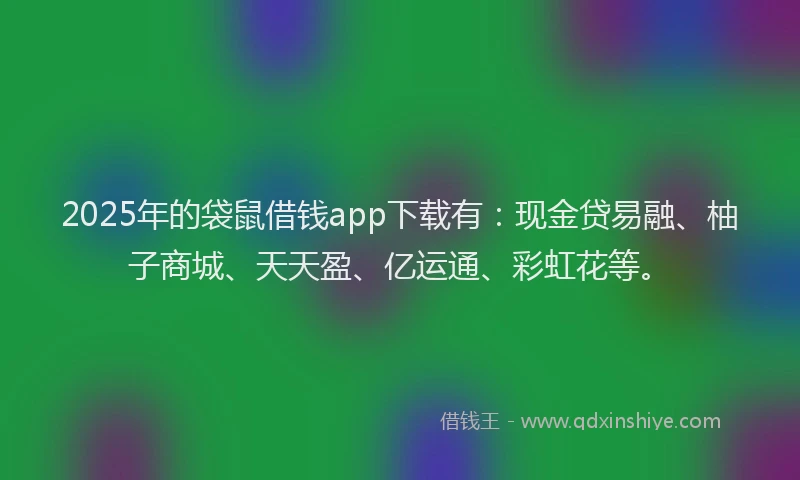 2025年的袋鼠借钱app下载有：现金贷易融、柚子商城、天天盈、亿运通、彩虹花等。