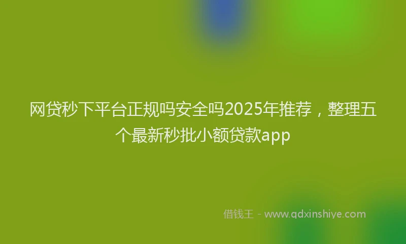 网贷秒下平台正规吗安全吗2025年推荐，整理五个最新秒批小额贷款app