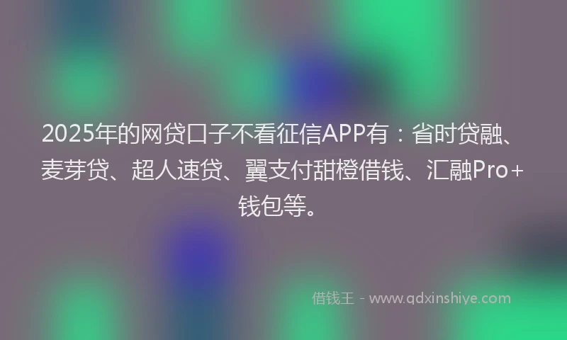 2025年的网贷口子不看征信APP有：省时贷融、麦芽贷、超人速贷、翼支付甜橙借钱、汇融Pro+钱包等。