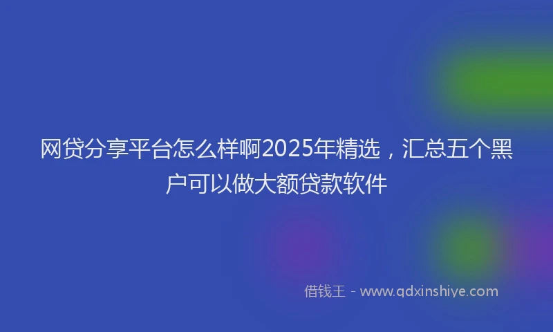 网贷分享平台怎么样啊2025年精选，汇总五个黑户可以做大额贷款软件