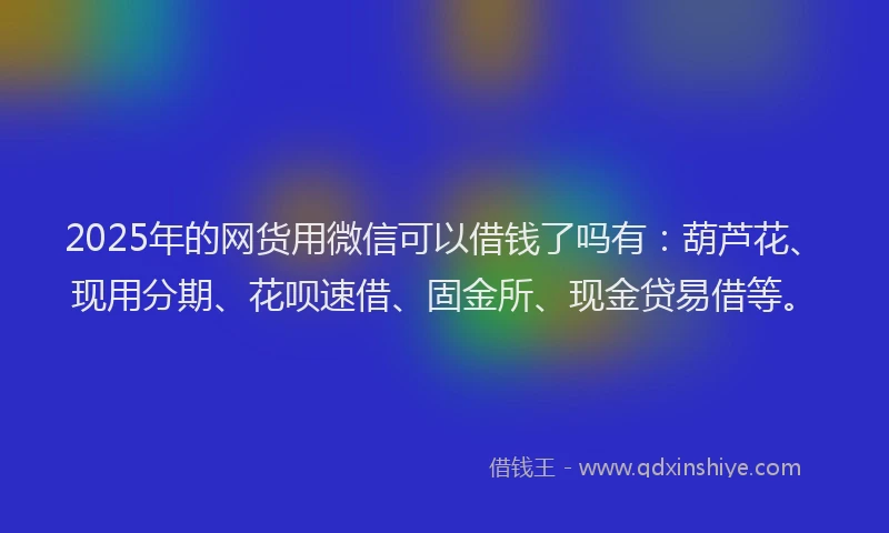 2025年的网货用微信可以借钱了吗有：葫芦花、现用分期、花呗速借、固金所、现金贷易借等。