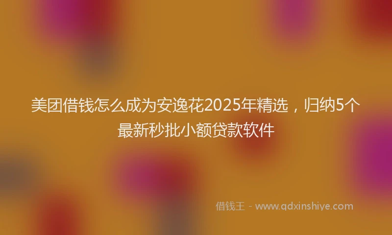 美团借钱怎么成为安逸花2025年精选，归纳5个最新秒批小额贷款软件