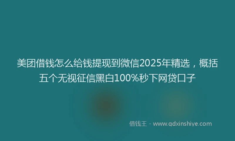 美团借钱怎么给钱提现到微信2025年精选，概括五个无视征信黑白100%秒下网贷口子